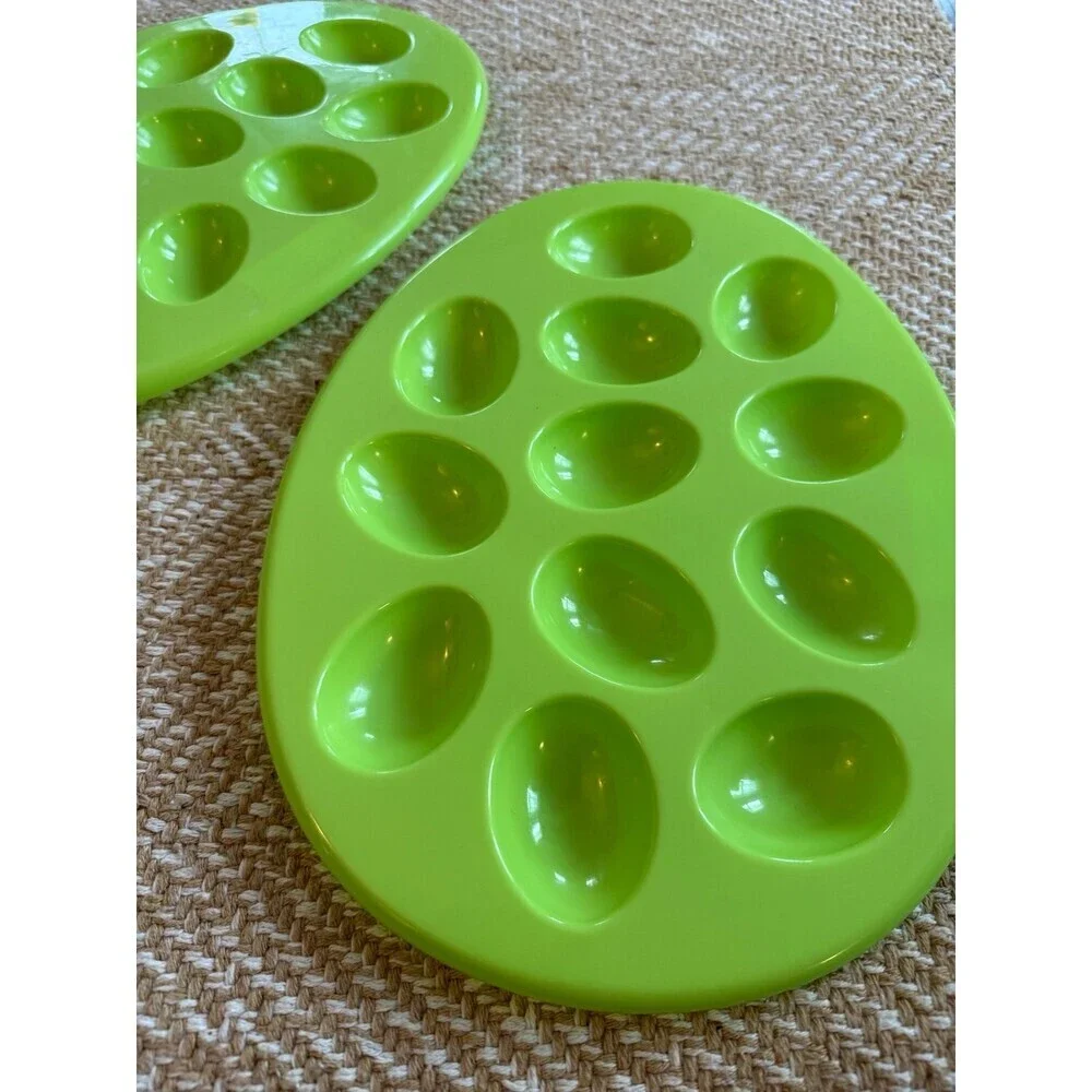 Set of 2 Green Deviled Egg Trays